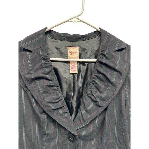 Y2K Candie’s Black Pinstripe Cropped Blazer Women’s L - Picture 4 of 8